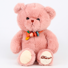 Мягкая игрушка «Медведь» с ожерельем, 20 см, цвет розовый No Brand