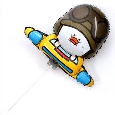 Шар фольгированный 23 Утёнок на летающей тарелке, с палочкой Страна Карнавалия