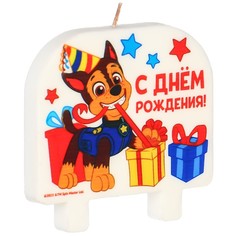 Свеча в торт "С Днем Рождения!", Гончик, Щенячий патруль, 8х8 см PAW Patrol
