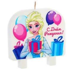 Свеча в торт "С Днем Рождения!", Холодное сердце, 8х8 см Disney
