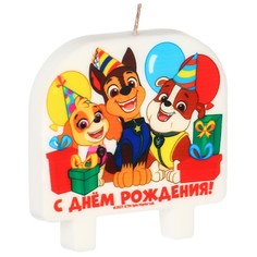 Свеча в торт "С Днем Рождения!", Щенячий патруль, 8х8 см PAW Patrol