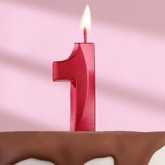 Свеча в торт на шпажке «?Грань», цифра "1", 5 см, красная Страна Карнавалия