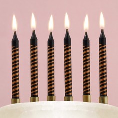 Страна Карнавалия Свечи в торт "Happy birthday", черные, 6 шт