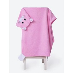 Полотенце BabyBunny детское махровое с капюшоном Кошечка M 125х65 см Розовый