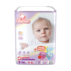 Подгузники Belle-Bell extra dry+ Малышарики S (4-8 кг), 70 шт.