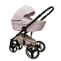 Коляска детская 2 в 1 Ray Ultra Gold розовая кожа
