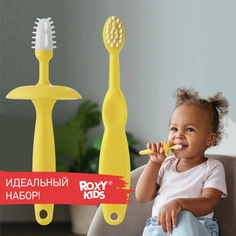 Зубная детская щетка ROXY-KIDS с ограничителем, цвет желтый, 2 шт