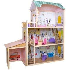 Деревянный кукольный домик с мебелью и гаражом SunnyWoods Алина