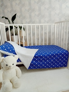 Комплект детского постельного белья Faradzhova.handmade, ручная работа, цвет сине-белый