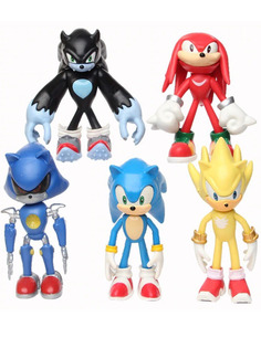 Фигурки StarFriend еж Соник Sonic the Hedgehog 5 в 1 Наклз Фоквулф подвижные 12 см