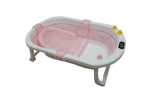 Детская складная ванночка для новорожденных Bathtub с термометром розовая