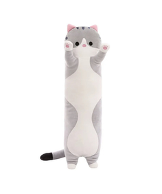 Мягкая игрушка - подушка Кот батон, 150 см серый No Brand