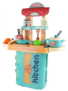 Игровой набор StarFriend Детская кухня в чемоданчике, голубой, 18 предметов, 42х20х53 см