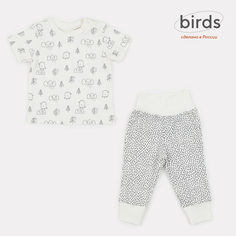 Футболка со штанишками MowBaby Birds Milk 2-82 р.68
