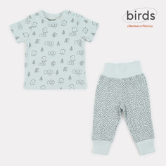 Футболка со штанишками MowBaby Birds Blue 2-82 р.68