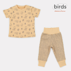 Футболка со штанишками MowBaby Birds Yellow 2-82 р.68