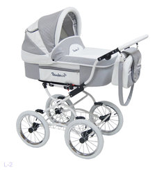 Коляска Reindeer Prestige Lily люлька+автокресло, с конвертом, цвет серый+белый L-2