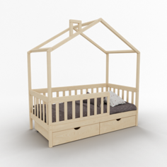 Детская кровать Mi-Gusta Bloomber Домик, без покраски, 160х80 см