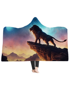 Плед с капюшоном StarFriend Король лев Симба на утесе Lion King, 150х130 см