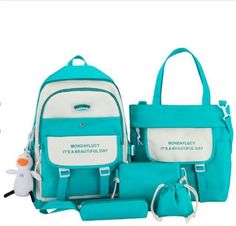 Детские сумки школьные набор, бирюзовый No Brand
