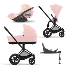 Коляска детская 4 в 1 Cybex Priam IV, шасси IV Matt Black, Peach Pink