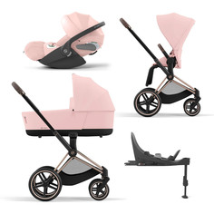 Коляска детская 4 в 1 Cybex Priam IV, шасси IV Rose Gold, Peach Pink