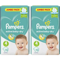 Подгузники Pampers Active Baby-Dry Maxi 9-14 кг Джамбо 70+70 140 шт