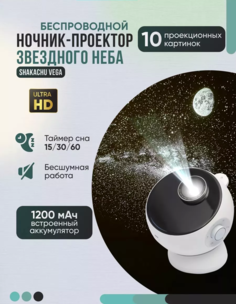 Проектор звездного неба Shakachu метеор 6 слайдов, музыкальный, ночник Rasu L