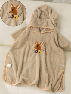 Полотенце пончо детское, 1-6 лет, олень, с капюшоном No Brand