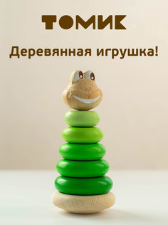 Пирамидка деревянная развивающая Томик Лягушонок П-06