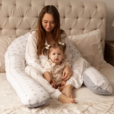 Подушка для беременных CHB-Shop длинная для сна и кормящих U 340 Белая-серая
