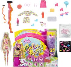 Игровой набор с куклой Барби Barbie Color Reveal блондинка с мелированием и 25 сюрпризами
