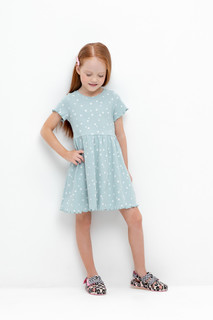 Платье детское CROCKID М 3546, голубой, белые цветочки, 110