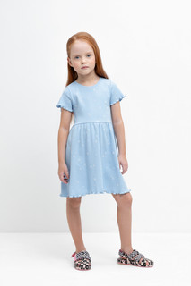 Платье детское CROCKID М 3546, небесный, танец сердечек, 128