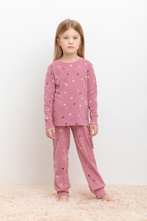 Пижама детская CROCKID К 1044, пепельная роза, яблочки, 110