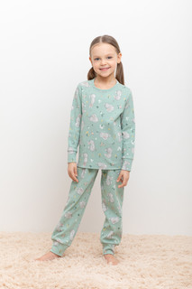 Пижама детская CROCKID К 1044, листья папоротника, зайки, 98
