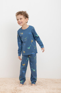 Пижама детская CROCKID К 1044, синяя волна, дино спортсмены, 98
