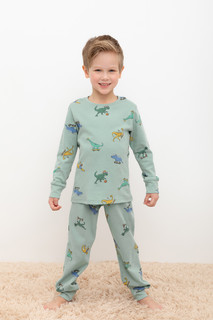 Пижама детская CROCKID К 1044, голубой прибой, дино спортсмены, 110