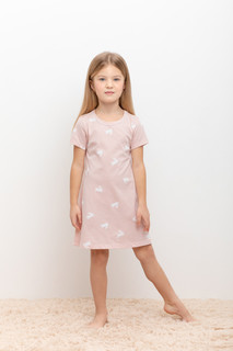 Сорочка ночная детская CROCKID М 3281, идеальный персик, зайчики, 110