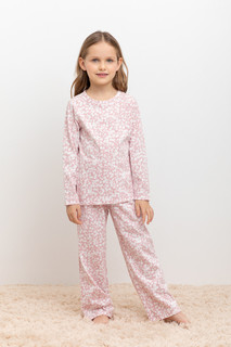 Пижама детская CROCKID МК 1512, М 3055-5, бледно-лиловый, цветочки, 146