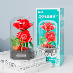 Конструктор JAKI JK2675 Музыкальная шкатулка Красная роза звук и свет Plante 159 дет.