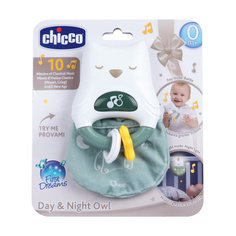 Игрушка Chicco 2 в 1 погремушка-ночник Совенок