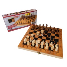Настольная игра 3 в 1 Zhorya Шашки нарды шахматы, обиходные деревянные, поле 29,5 х 29 см
