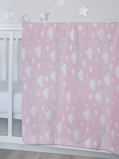 Плед плюшевый Baby Nice 75х100 Облака для новорожденных в кроватку коляску розовый