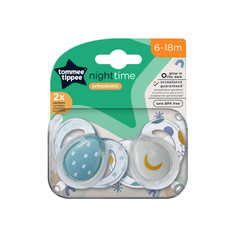 Соска-пустышка Tommee tippee силиконовая ночная night time 6-18 мес 2 шт