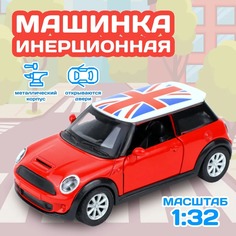 Инерционная машинка 1:32, Мини Купер красный металлический корпус, открываются двери No Brand