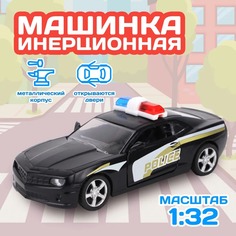 Инерционная машинка 1:32, Полицейская черная, металлический корпус, открываются двери No Brand