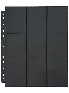 Листы для альбома Unicorn UPageBlack чёрные под 9 карт, 224x289 мм, 50 штук