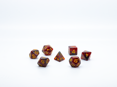 Набор кубиков для D&D, Dungeons and Dragons, ДнД, Pathfinder блестящие красно-чёрные No Brand