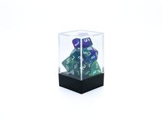 Набор кубиков для D&D, Dungeons and Dragons, ДнД, Pathfinder многоцветные сине-зелёные No Brand